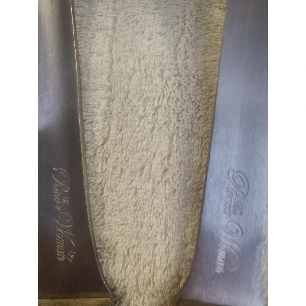 Pioneer Woman Stainless Steel Serving Spoon Set Wood Handle Slotted Solid Logo